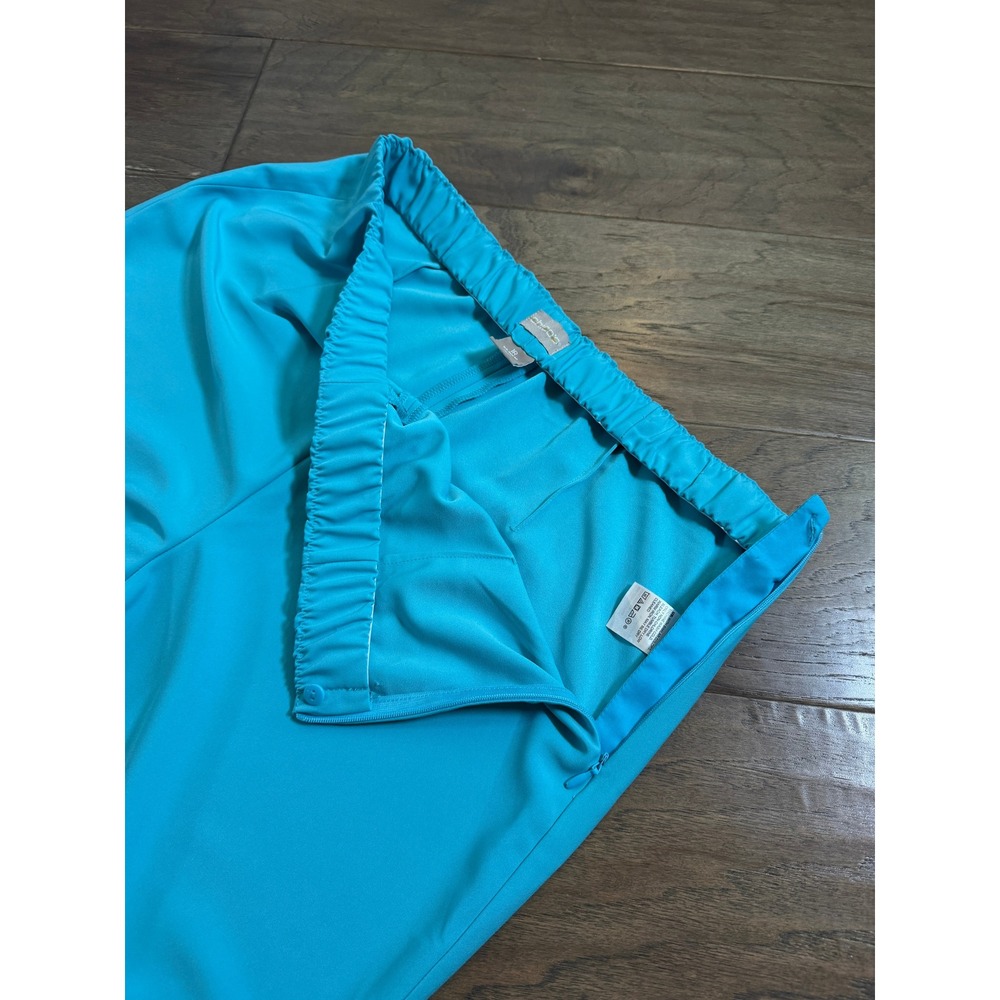 Chicos Turquoise Blue Wide Leg Pants Side Zip Elastic Back Size 1R 8R - Picture 3 of 9